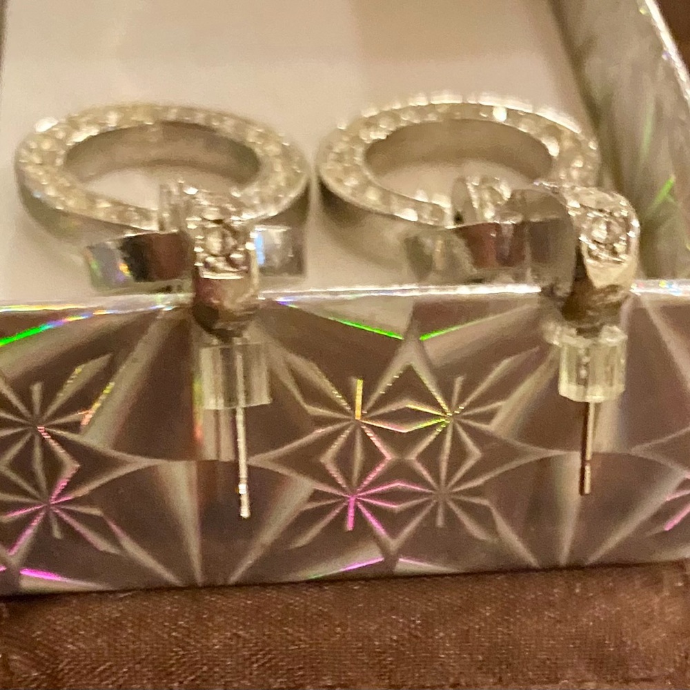 Elegant Silver Rhinestone Dangle Stud Earrings - image 3